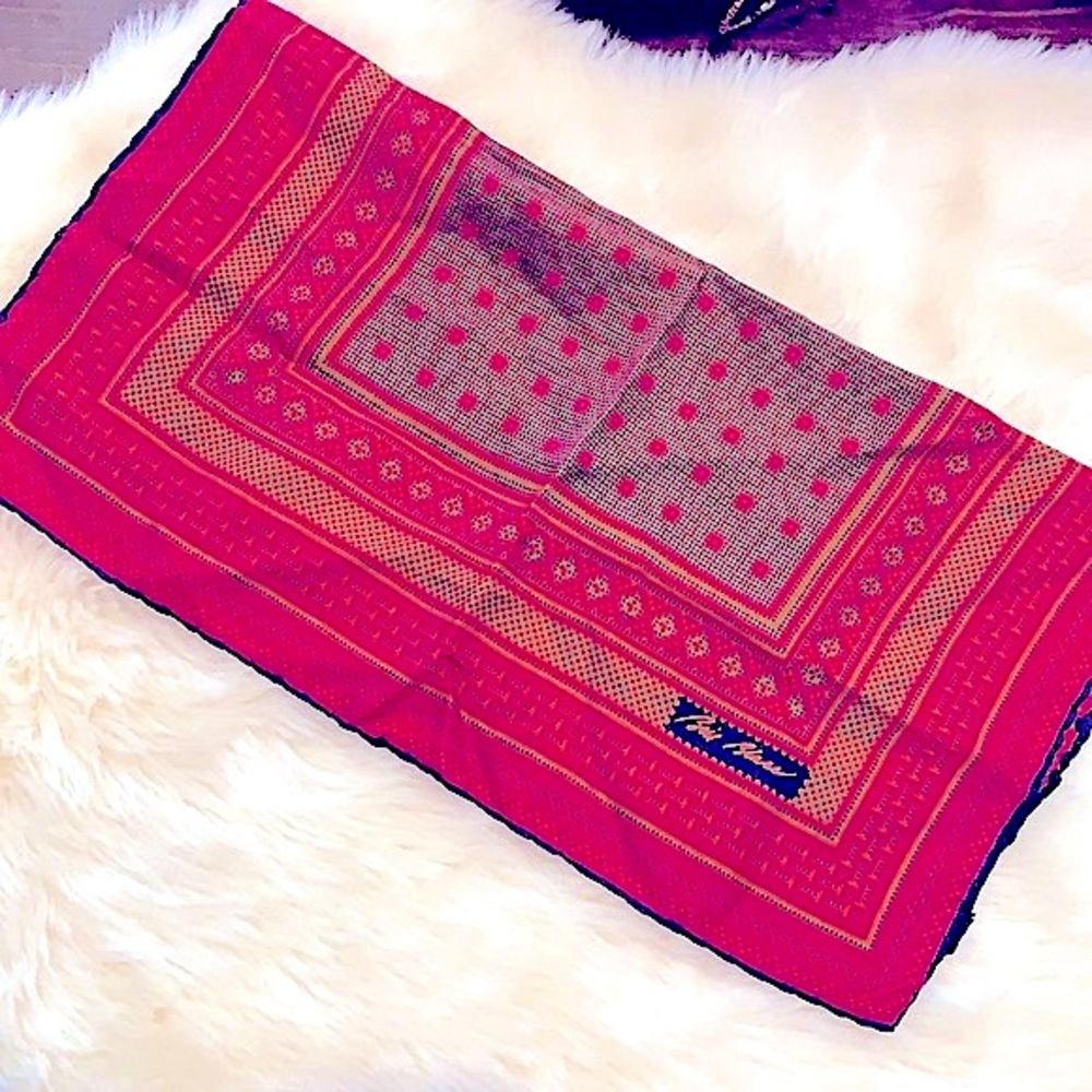 Chic_Classy Vintage Maroon Geometric Printed Square Scarf~By Designer Bill Blass - Picture 8 of 16